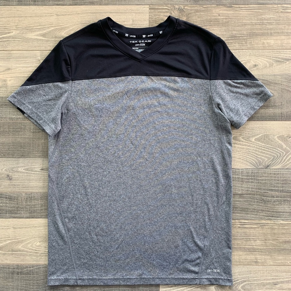 [3 for $30] Tek Gear Dry Tech 2 Color Block Black Charcoal Shirt